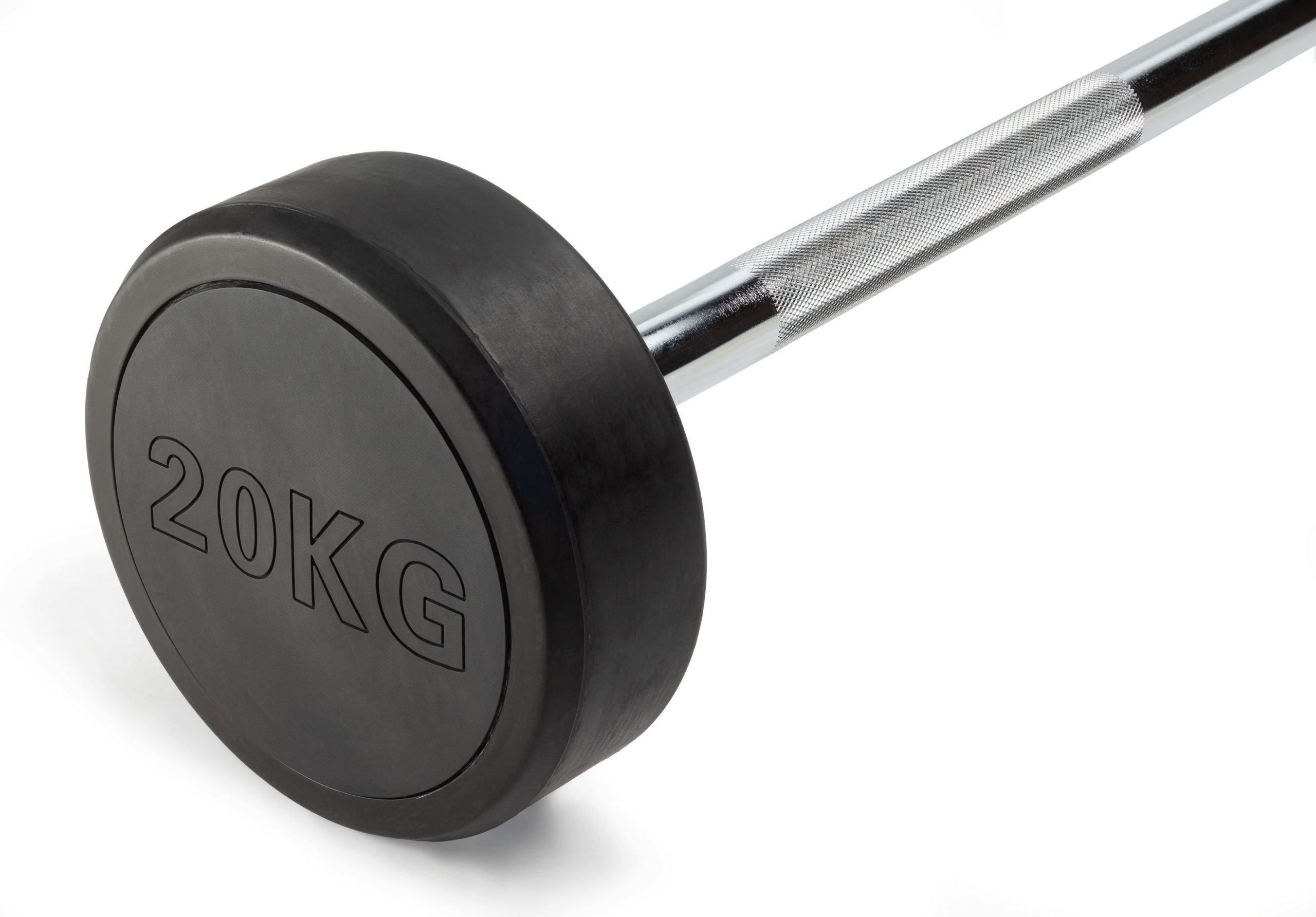 Штанга неразборная обрезиненная 20 кг. Прямой гриф. VictoryFit VF-DX4200