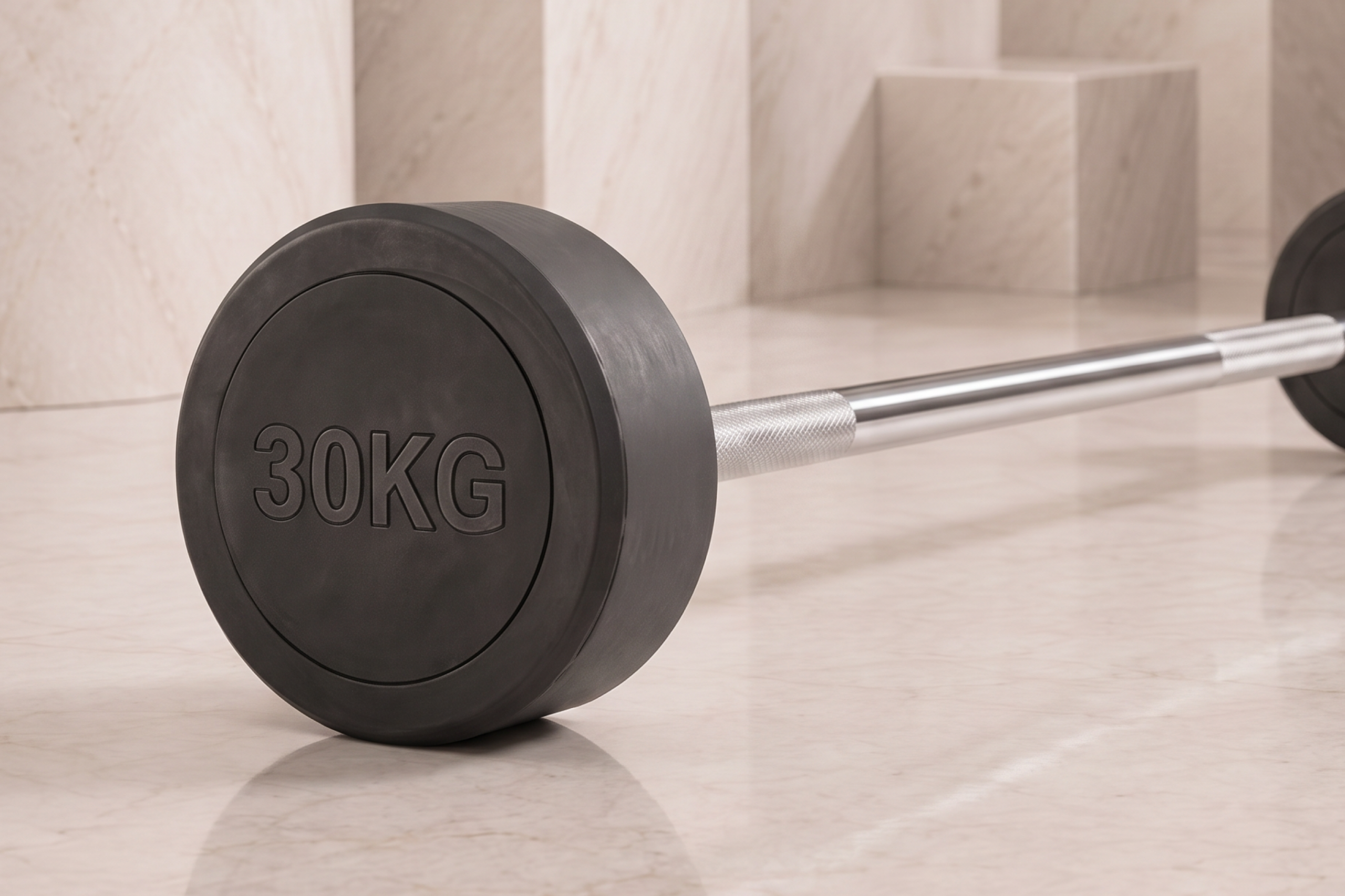 Штанга неразборная обрезиненная 30 кг. Прямой гриф. VictoryFit VF-DX4300