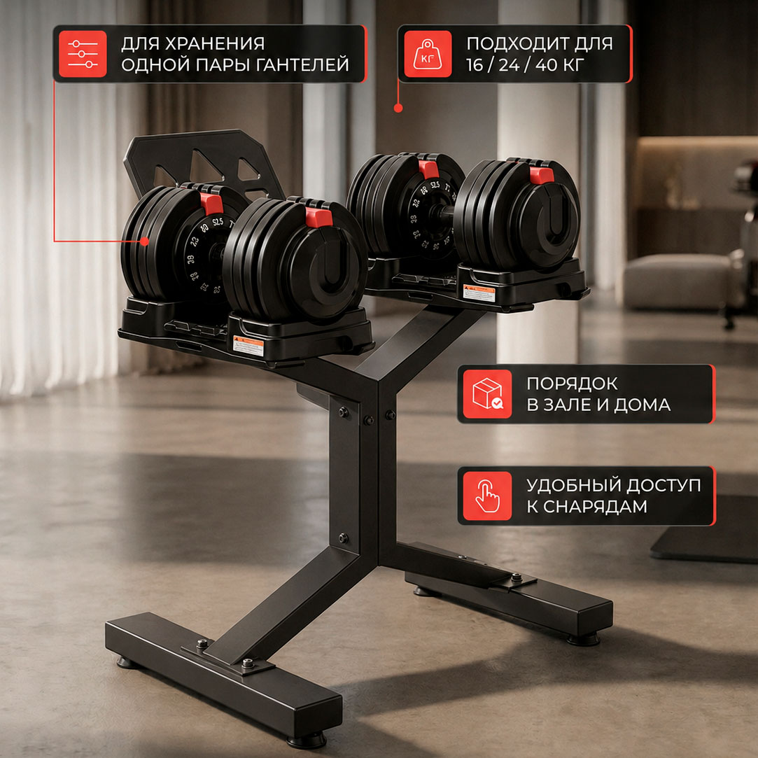 Стойка под регулируемую гантель HYFIT 2.0, черный