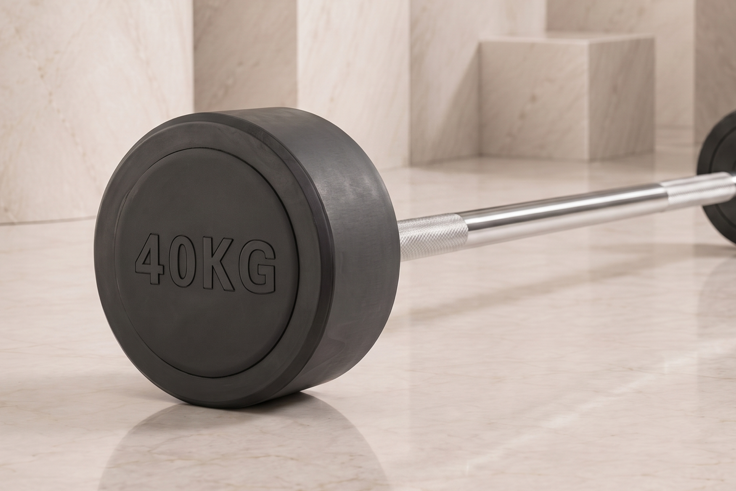 Штанга неразборная обрезиненная 40 кг. Прямой гриф. VictoryFit VF-DX4400