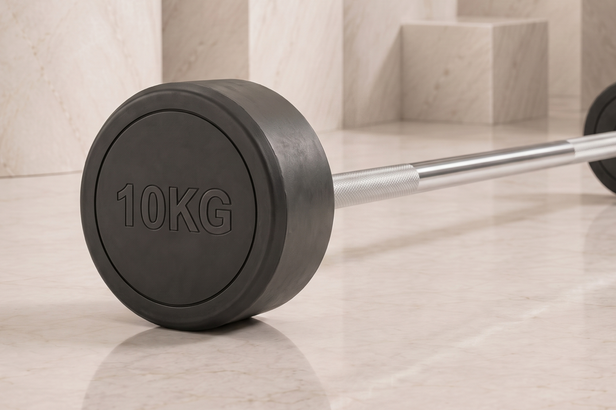 Штанга неразборная обрезиненная 10 кг. Прямой гриф. VictoryFit VF-DX4100