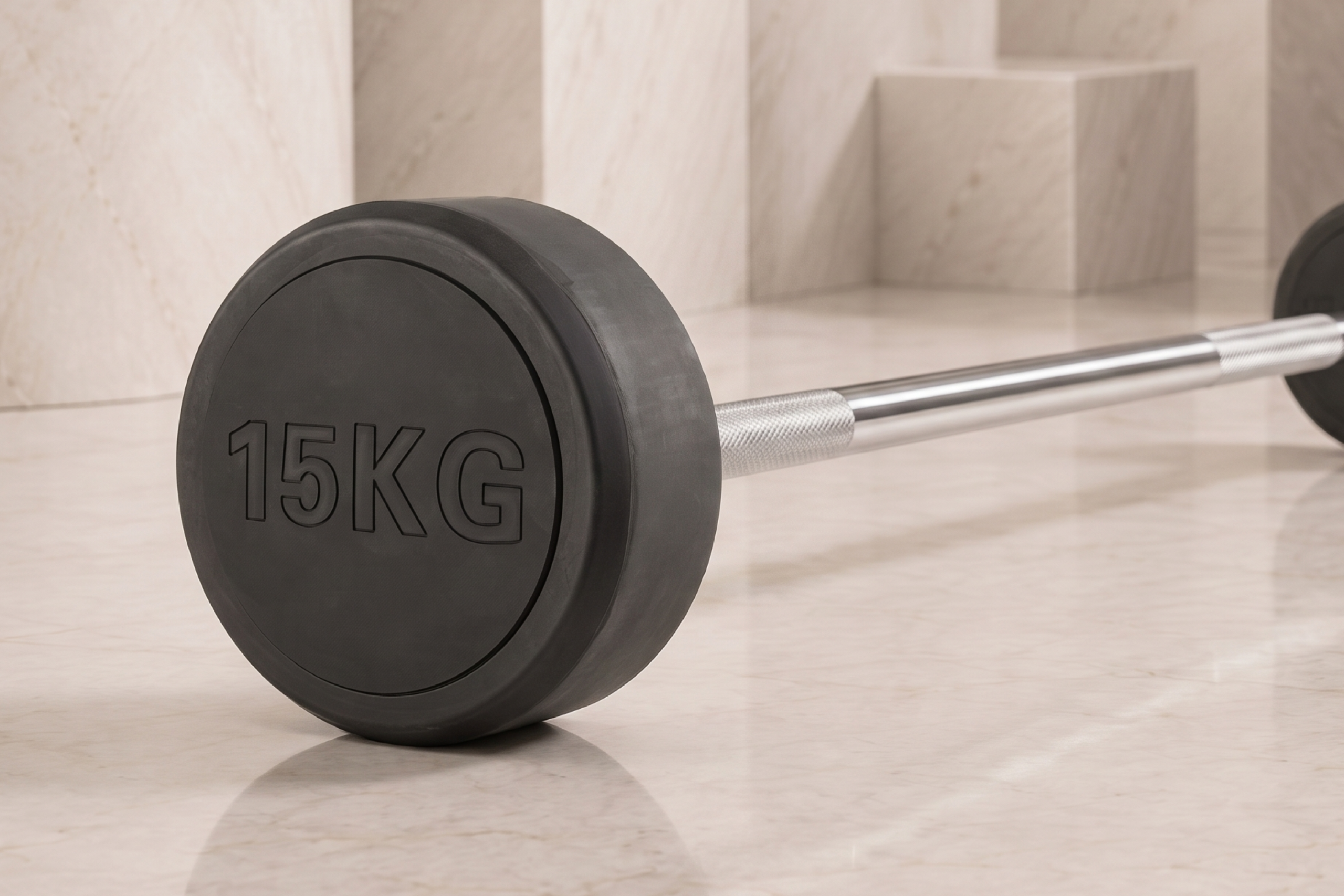 Штанга неразборная обрезиненная 15 кг. Прямой гриф. VictoryFit VF-DX4150