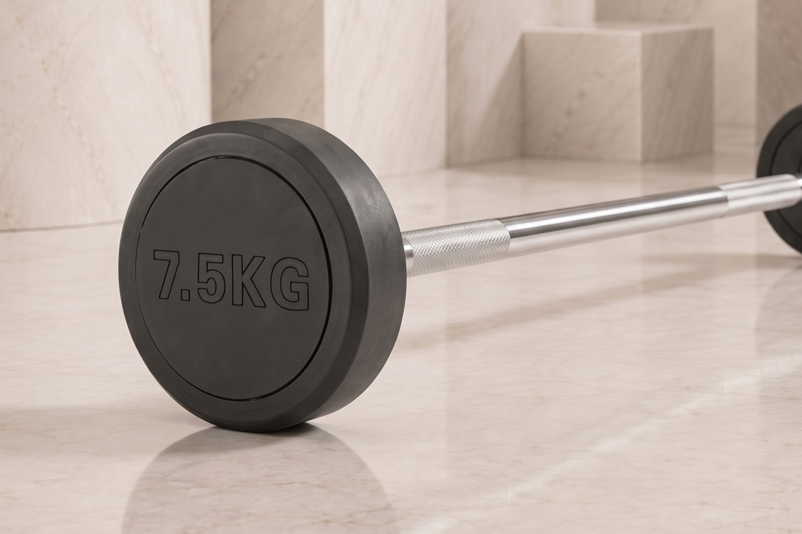 Штанга неразборная обрезиненная 7,5 кг. Прямой гриф. VictoryFit VF-DX4075
