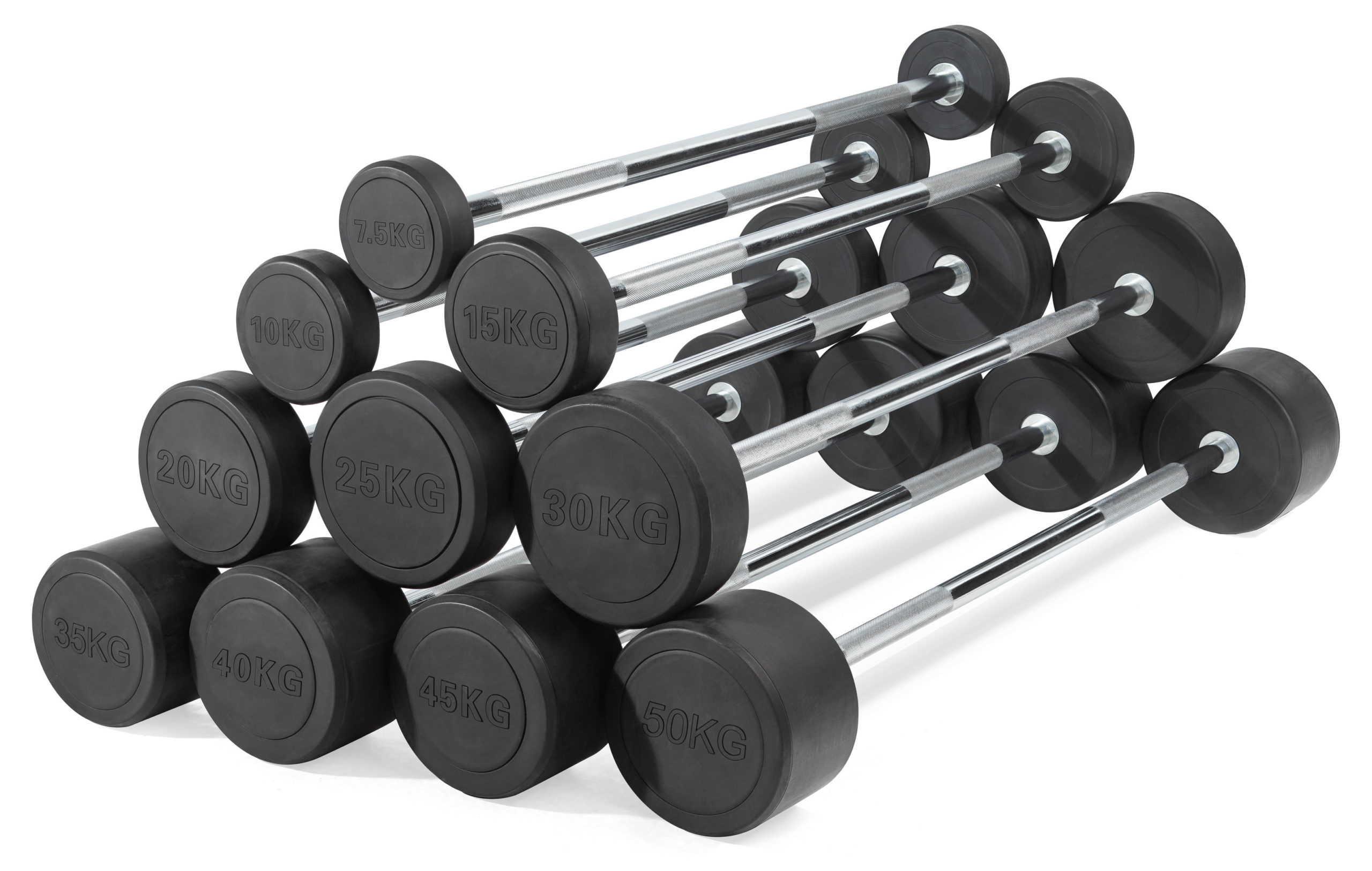 Штанга неразборная обрезиненная 50 кг. Прямой гриф. VictoryFit VF-DX4500